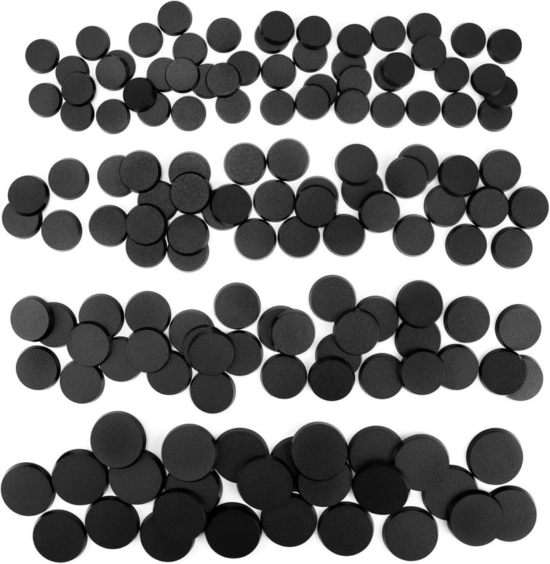 FIGURESLAB Store 100PCS 25mm 28.5mm 32mm 40mm Mix Black Round Miniature Bases, Model Base for Gaming Miniatures or Wargames Table Top Games - Image 1